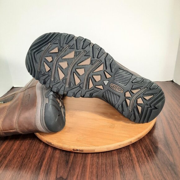 Keen Anchorage III Mens 12 Boots Dark Earth Mulch Leather Pull On Waterproof - Picture 8 of 10